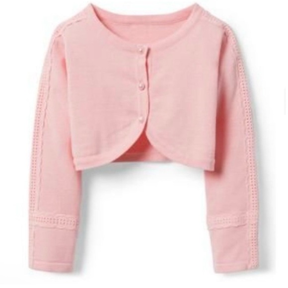Janie and Jack Pink Knit Cropped Cardigan - Picture 1 of 9